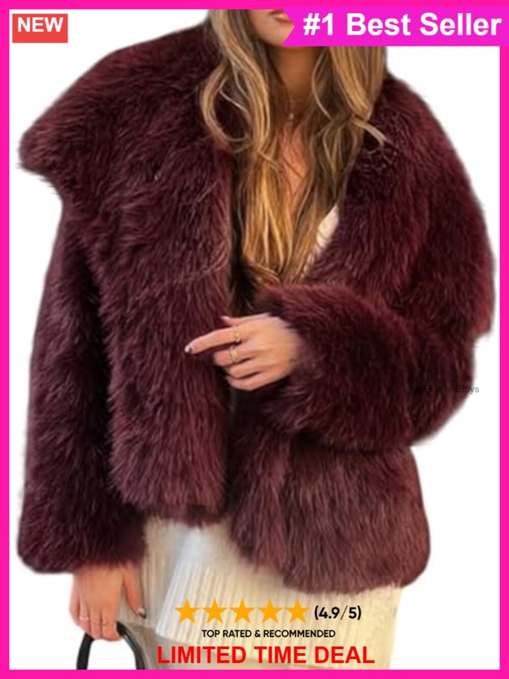 Faux Fur Cropped Jacket Fluffy Shaggy Lapel Winter Coat